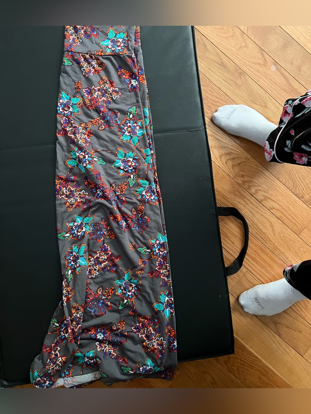 LuLaRoe Floral Maxi Skirt in Gray, Teal, Purple and Orange